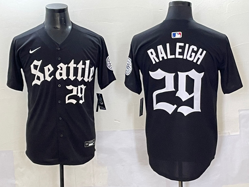 Men's Seattle Mariners Cal Raleigh #29 Black Jersey